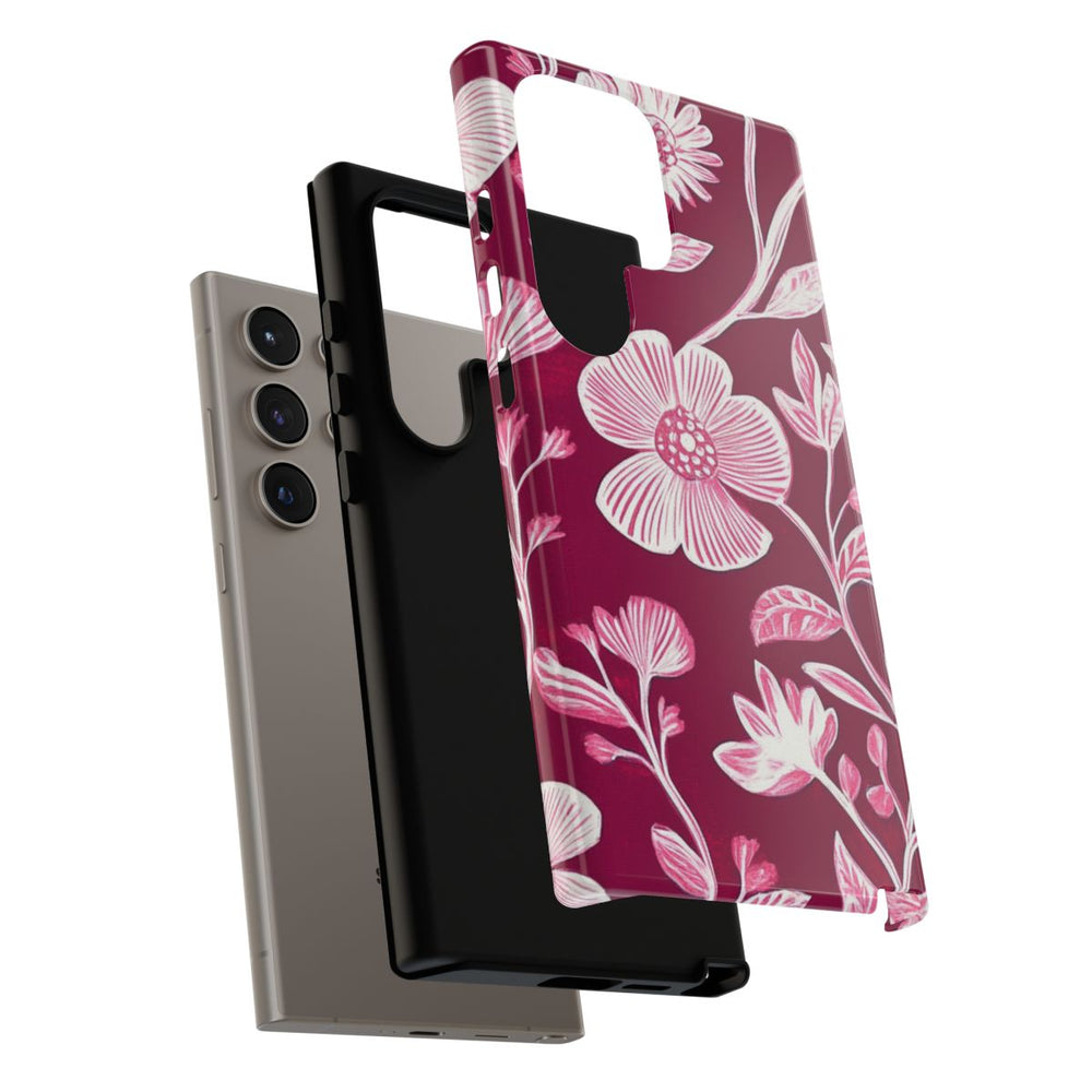 Roze en Witte Bloemenprint
