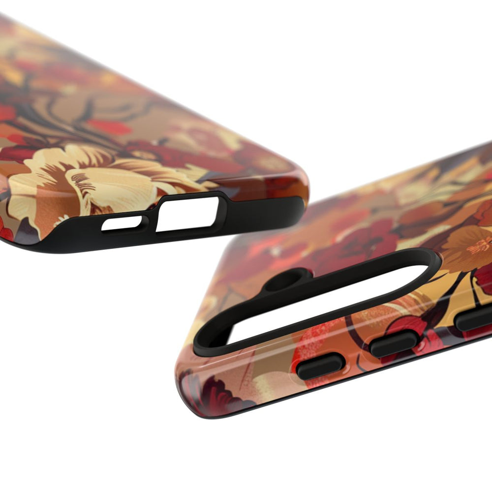 Warm Bloemenpatroon met Bourgondische en Oranje Kleuren