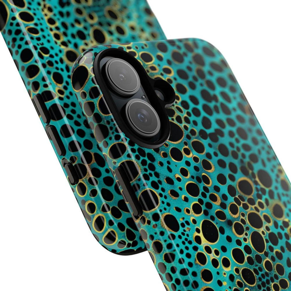 Turquoise en Zwart Abstract Stippenpatroon