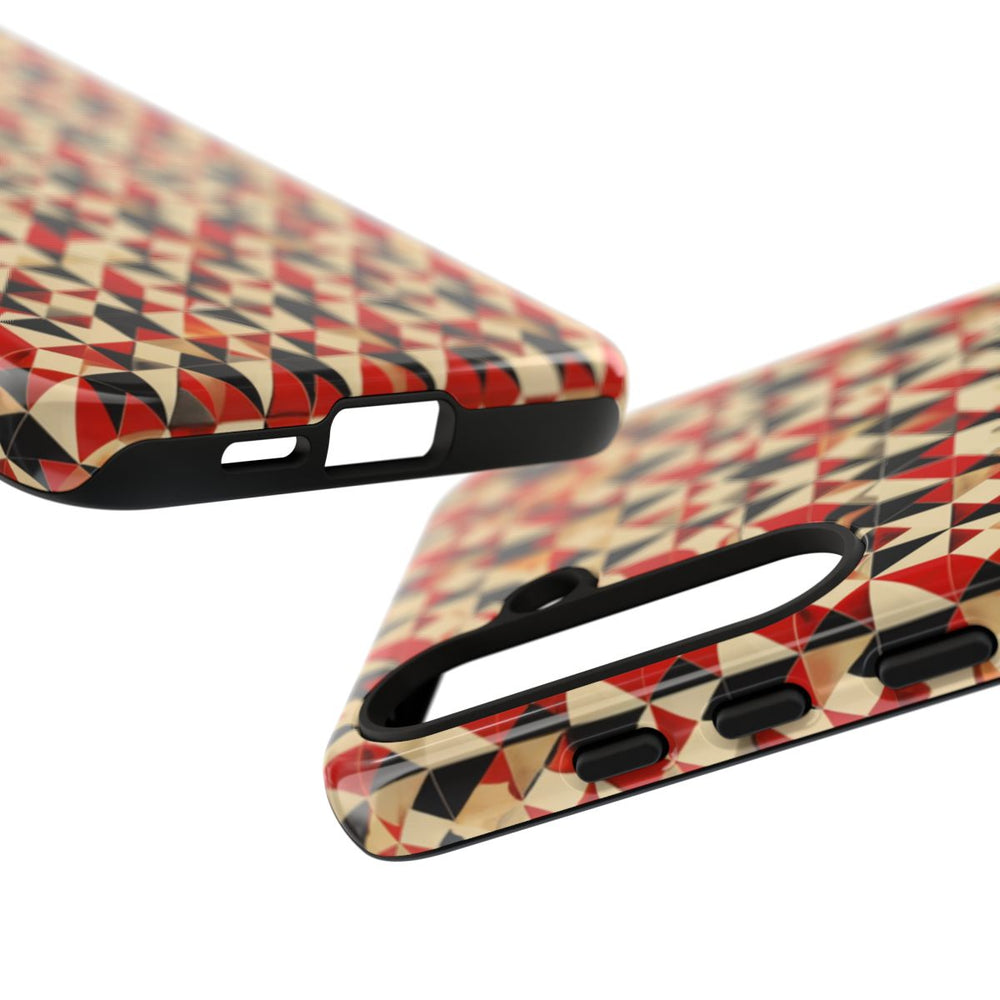 Geometrisch Abstract Patroon in Rood en Zwart