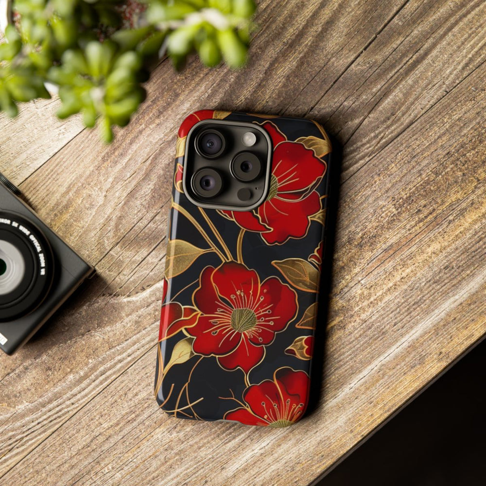 Rood-Gouden Bloemenpatroon