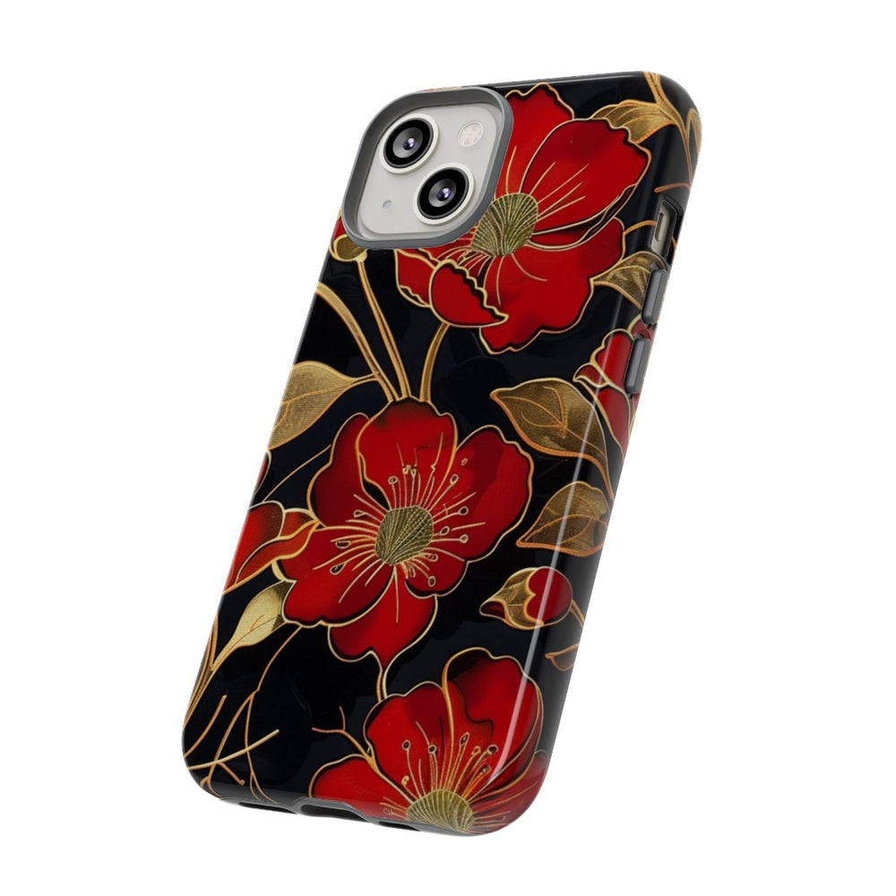 Rood-Gouden Bloemenpatroon