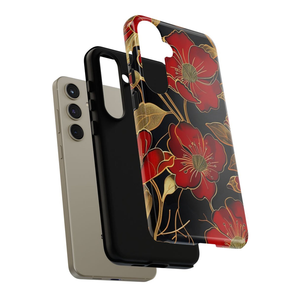 Rood-Gouden Bloemenpatroon