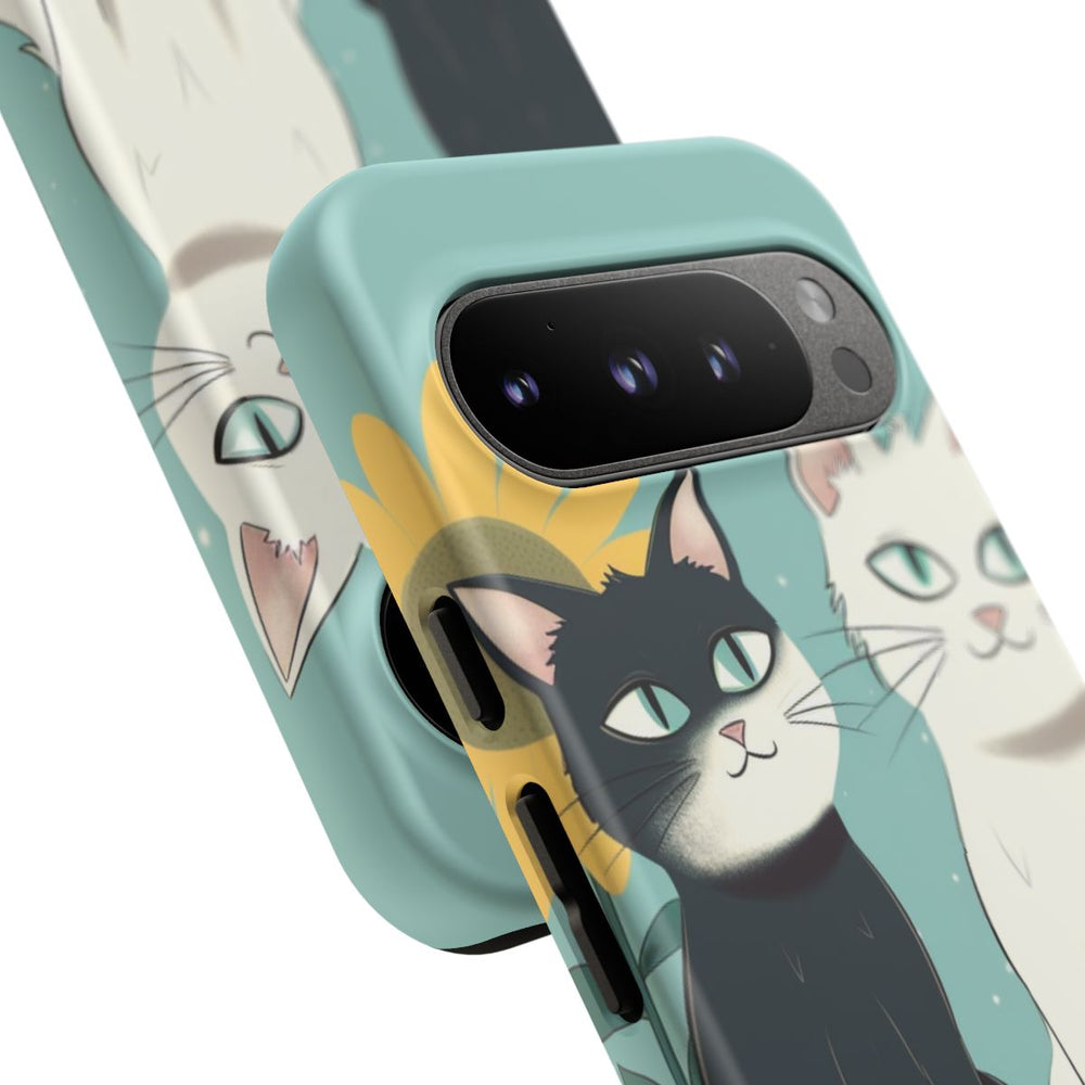 Twee Cartoonkatten met Zonnebloem