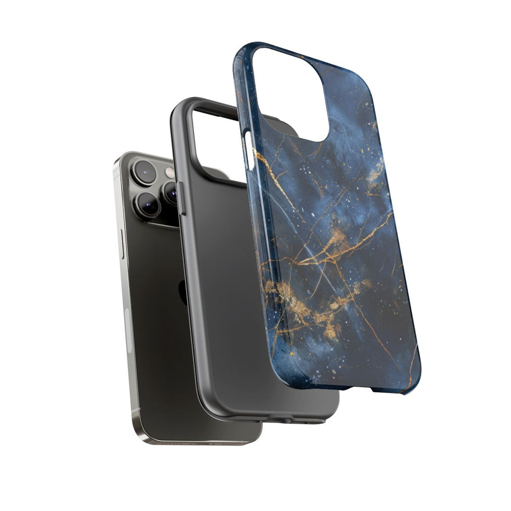 Blauw Marmerpatroon met Gouden Adering