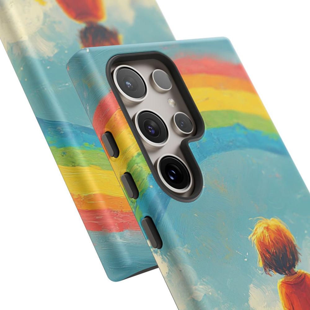 Kind Kijkt Naar Regenboog