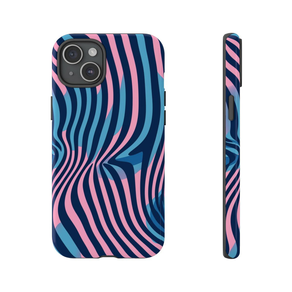 Golvend Blauw-Roze Optische Illusiepatroon