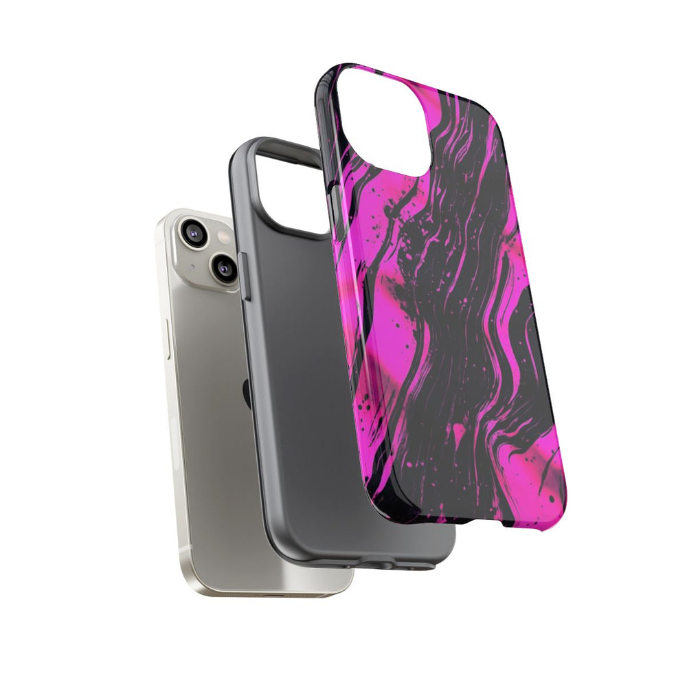 Neonroze en Zwart Abstract Patroon