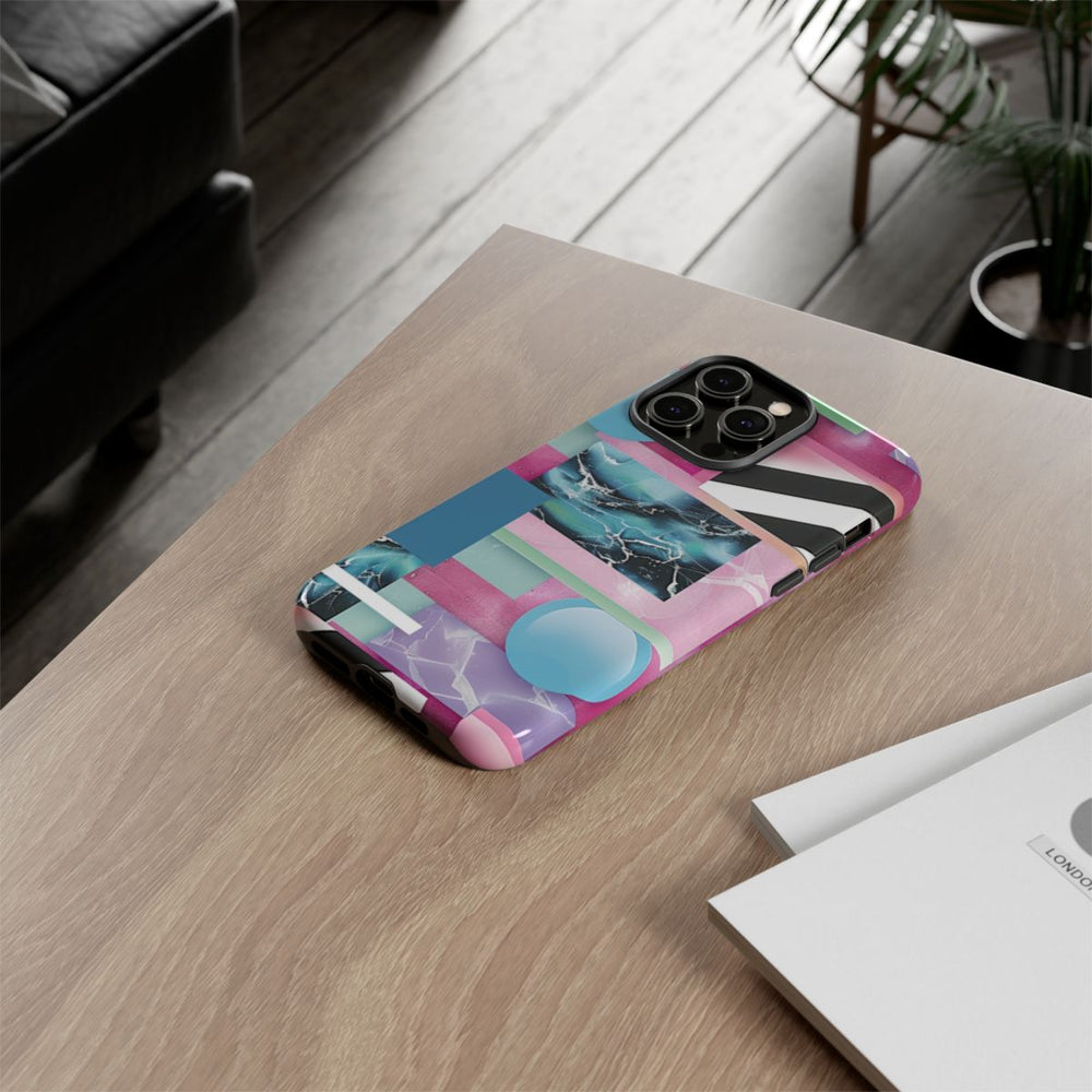 Abstract Geometrisch Patroon in Roze en Blauw