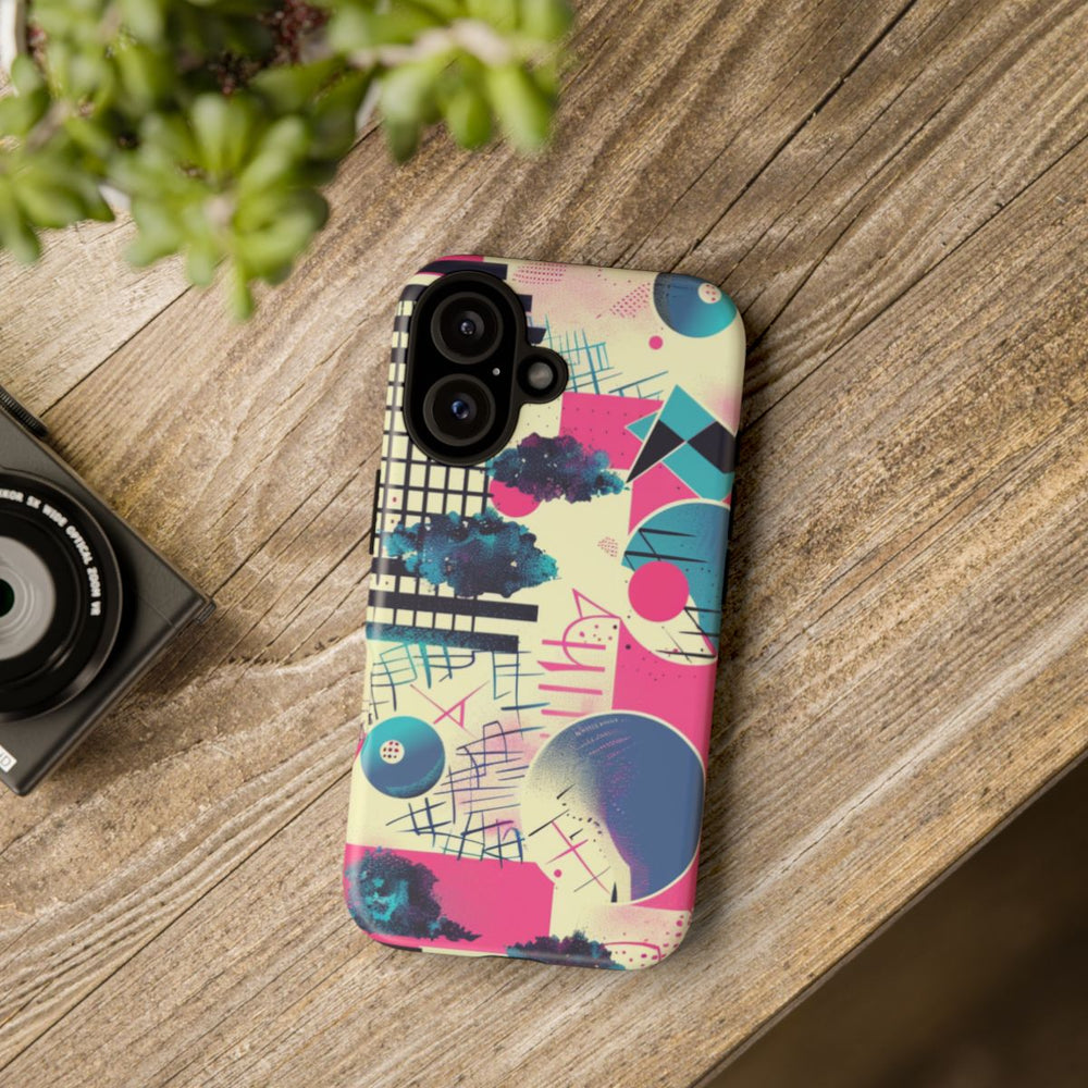 Abstract Geometrisch Patroon in Roze en Blauw