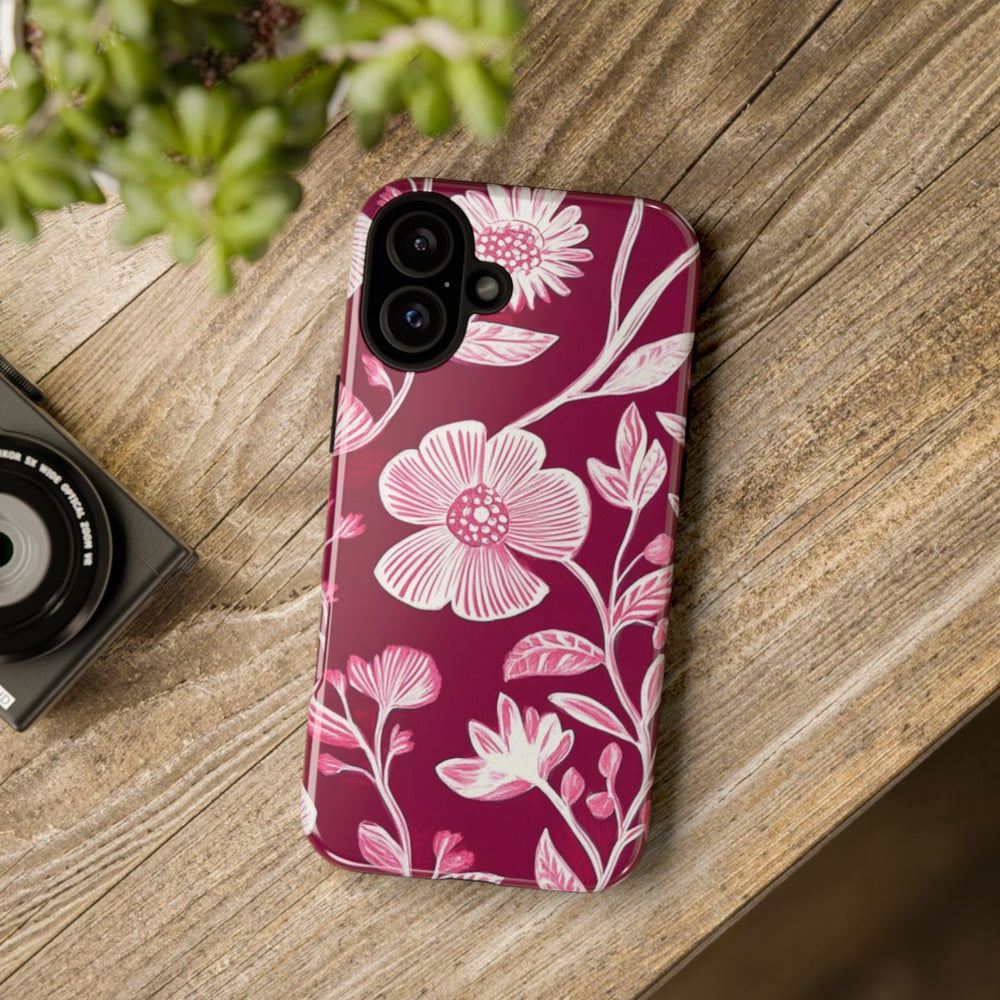 Roze en Witte Bloemenprint