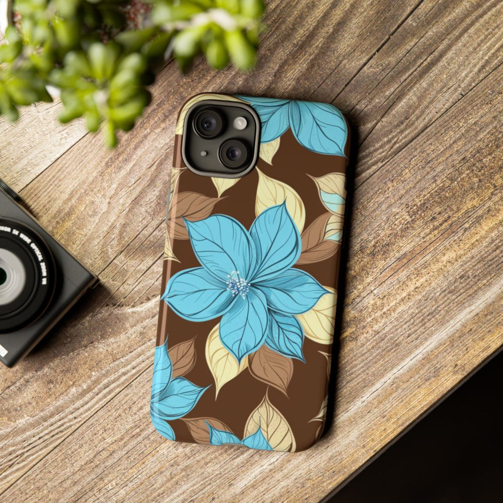 Turquoise en Beige Bloemenpatroon