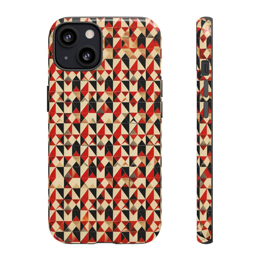 Geometrisch Abstract Patroon in Rood en Zwart