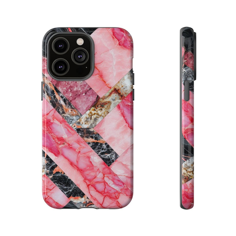 Roze en Zwart Geometrisch Marmerpatroon
