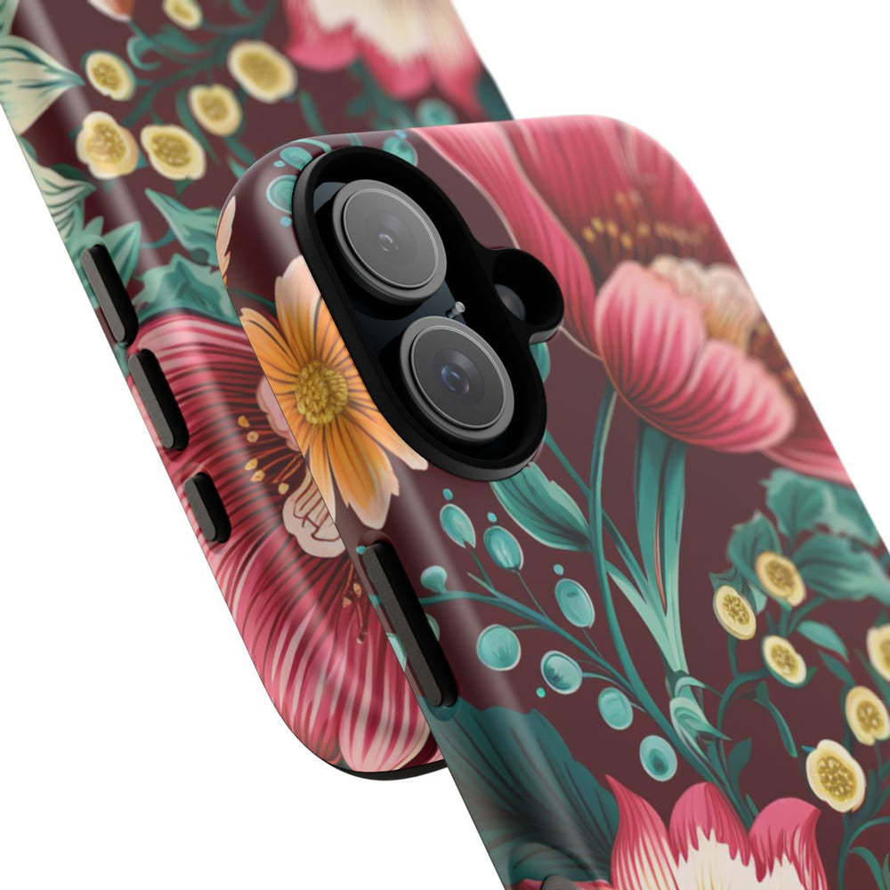 Botanisch Bloemenpatroon in Amber en Teal