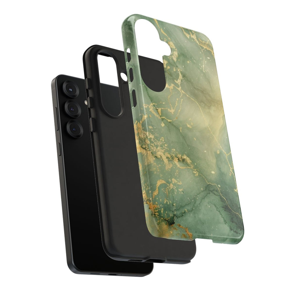 Groene en Gouden Marmer Abstract