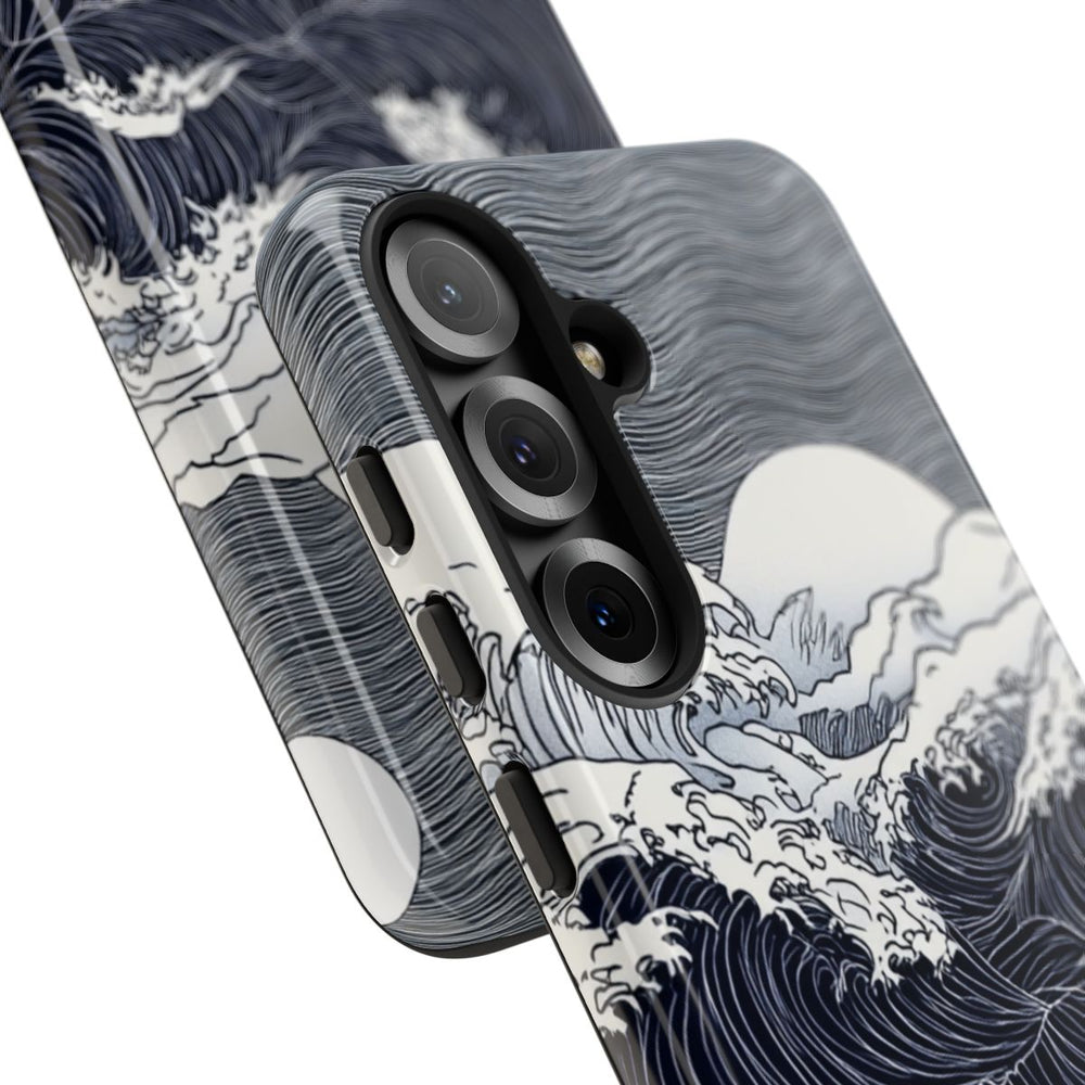 Monochrome Oceaangolven met Maan