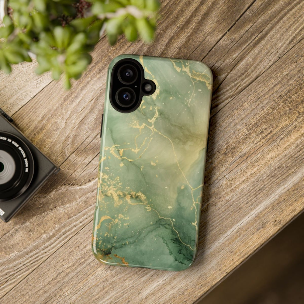 Groene en Gouden Marmer Abstract