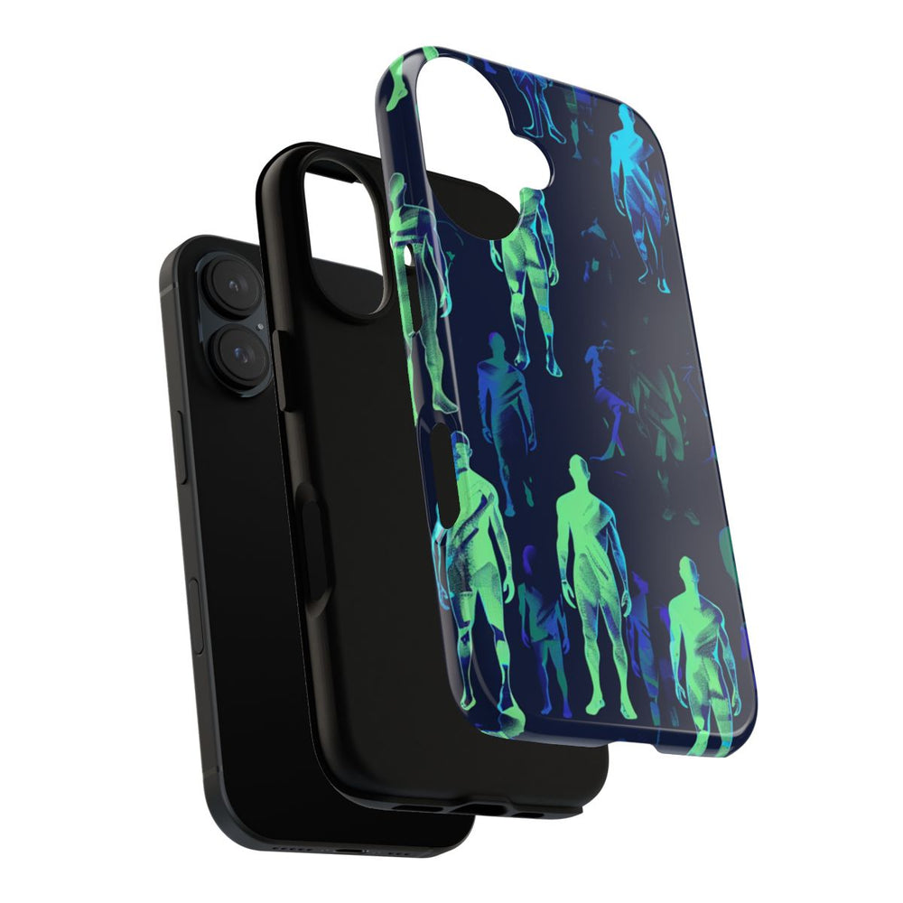 Blauw-Groene Neon Figurenpatroon