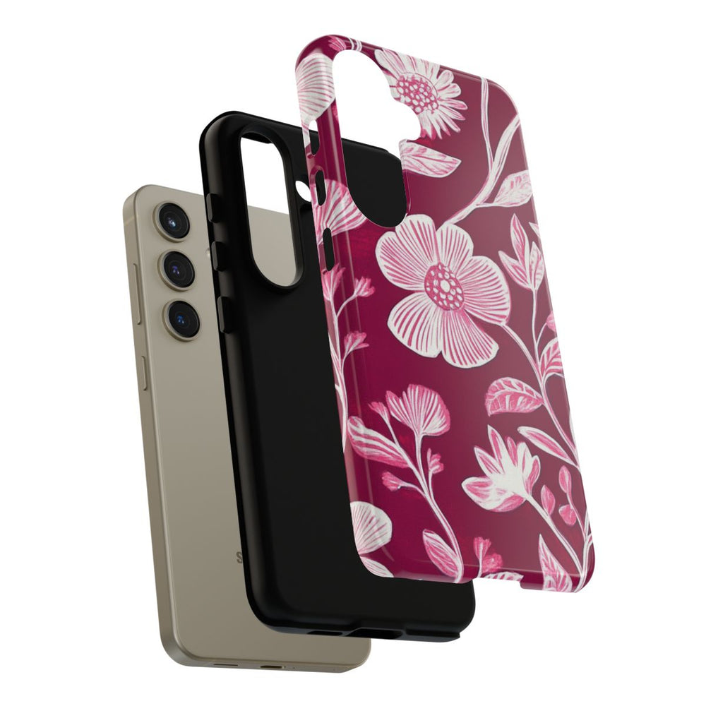 Roze en Witte Bloemenprint