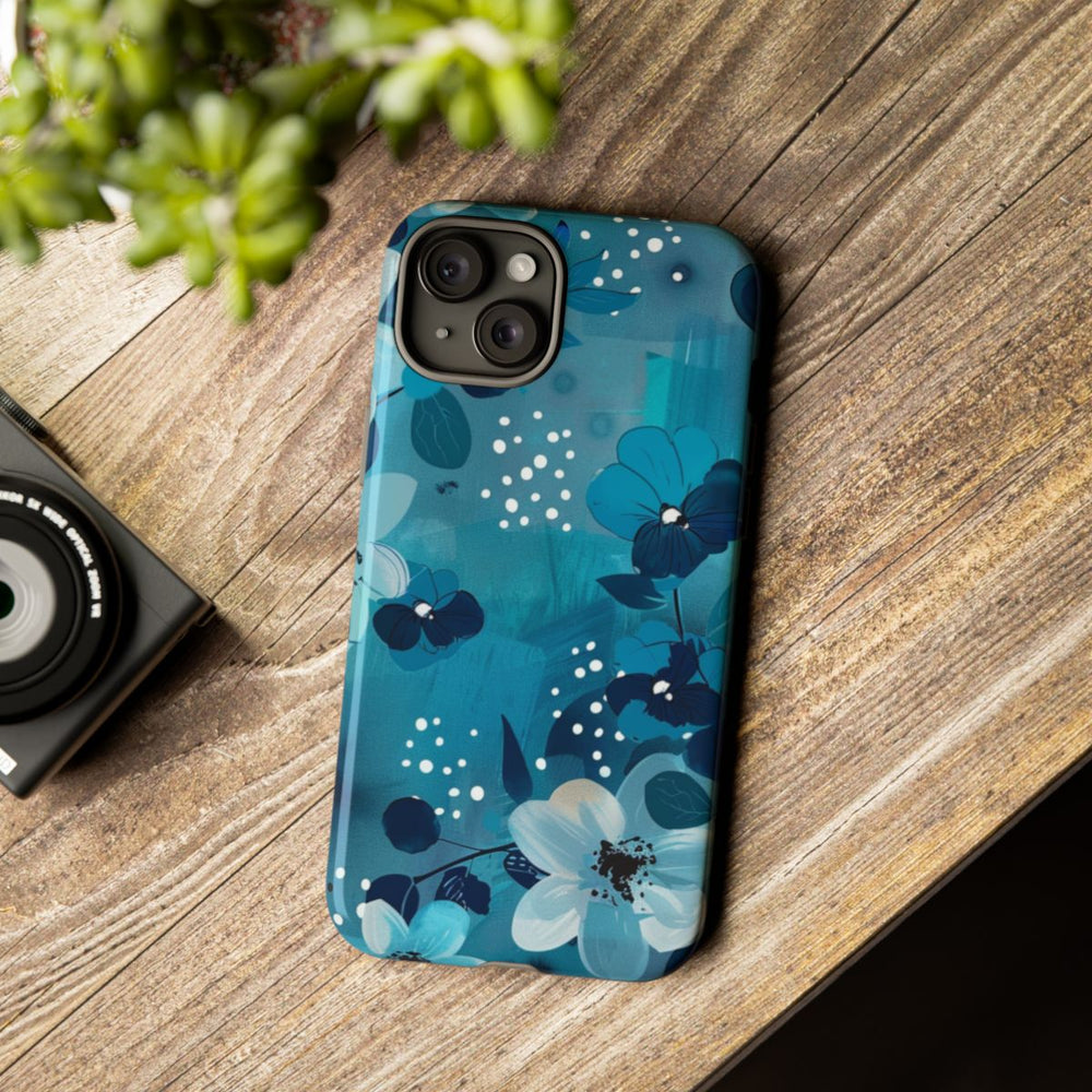 Turquoise Bloemenpatroon met Stippen