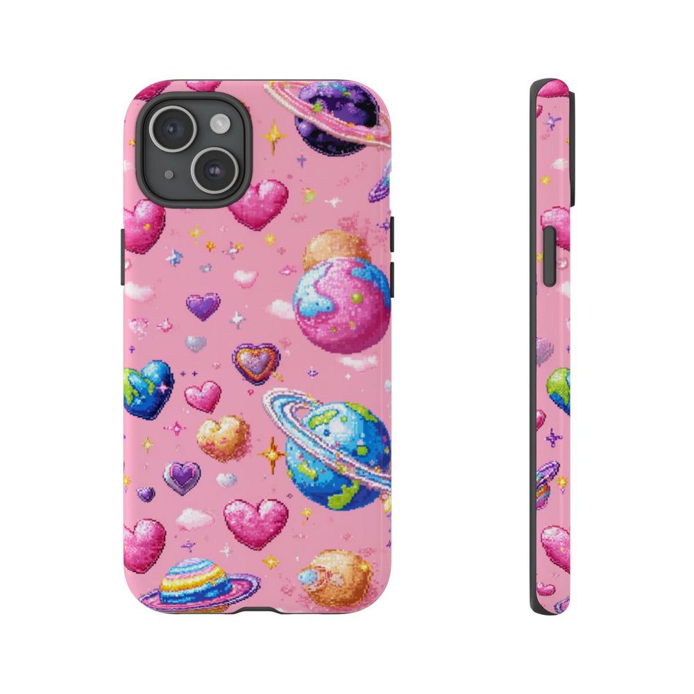 Pixel Art Harten en Planeten Patroon