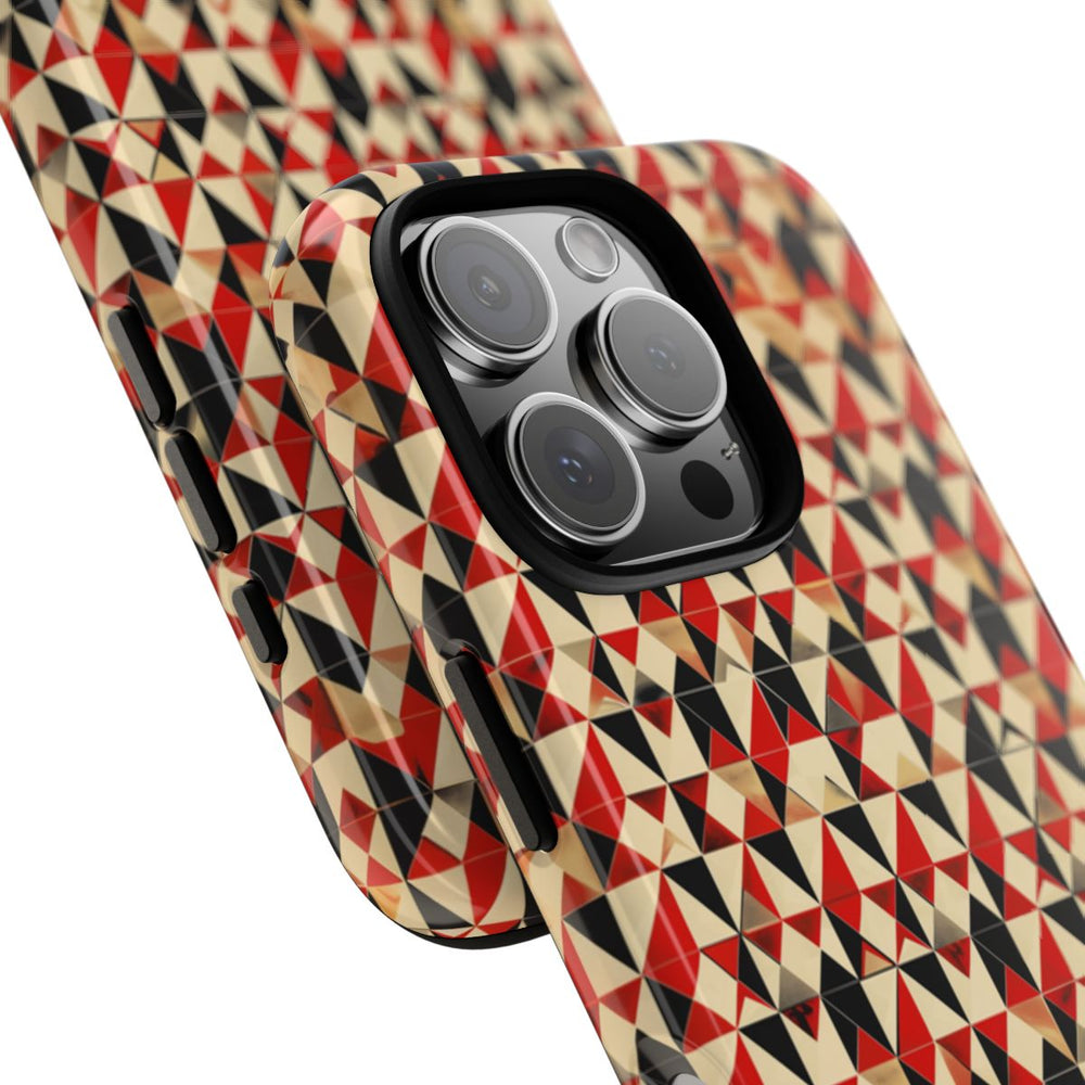 Geometrisch Abstract Patroon in Rood en Zwart