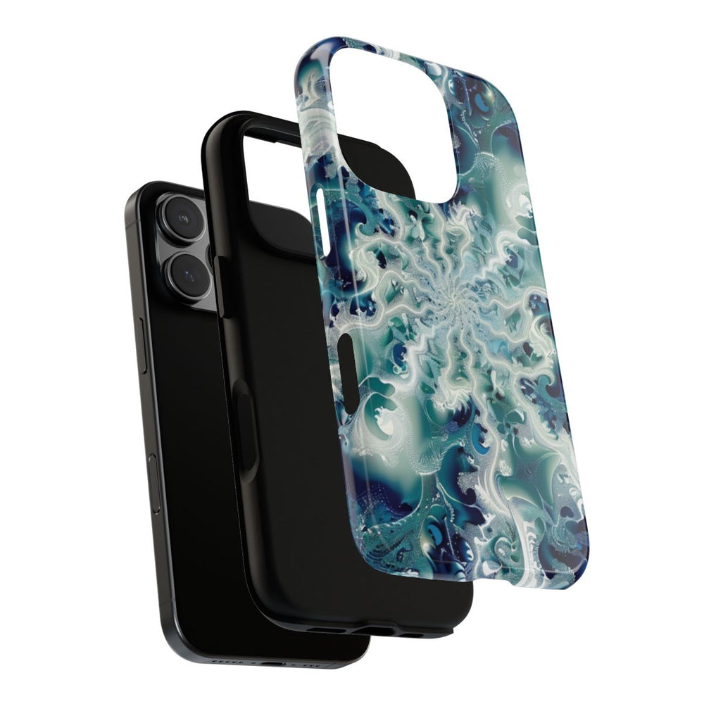 Blauw-Groene Fractalwerveling met Glans