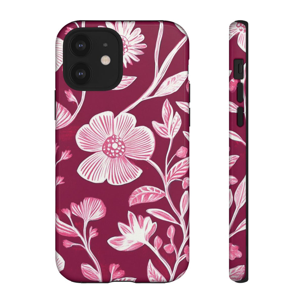 Roze en Witte Bloemenprint