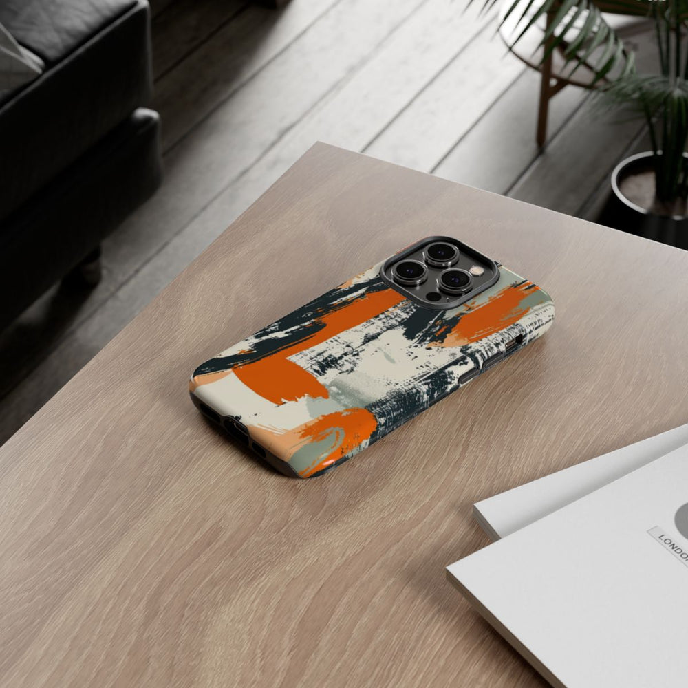 Abstract Oranje-Zwart Penseelstrepenpatroon