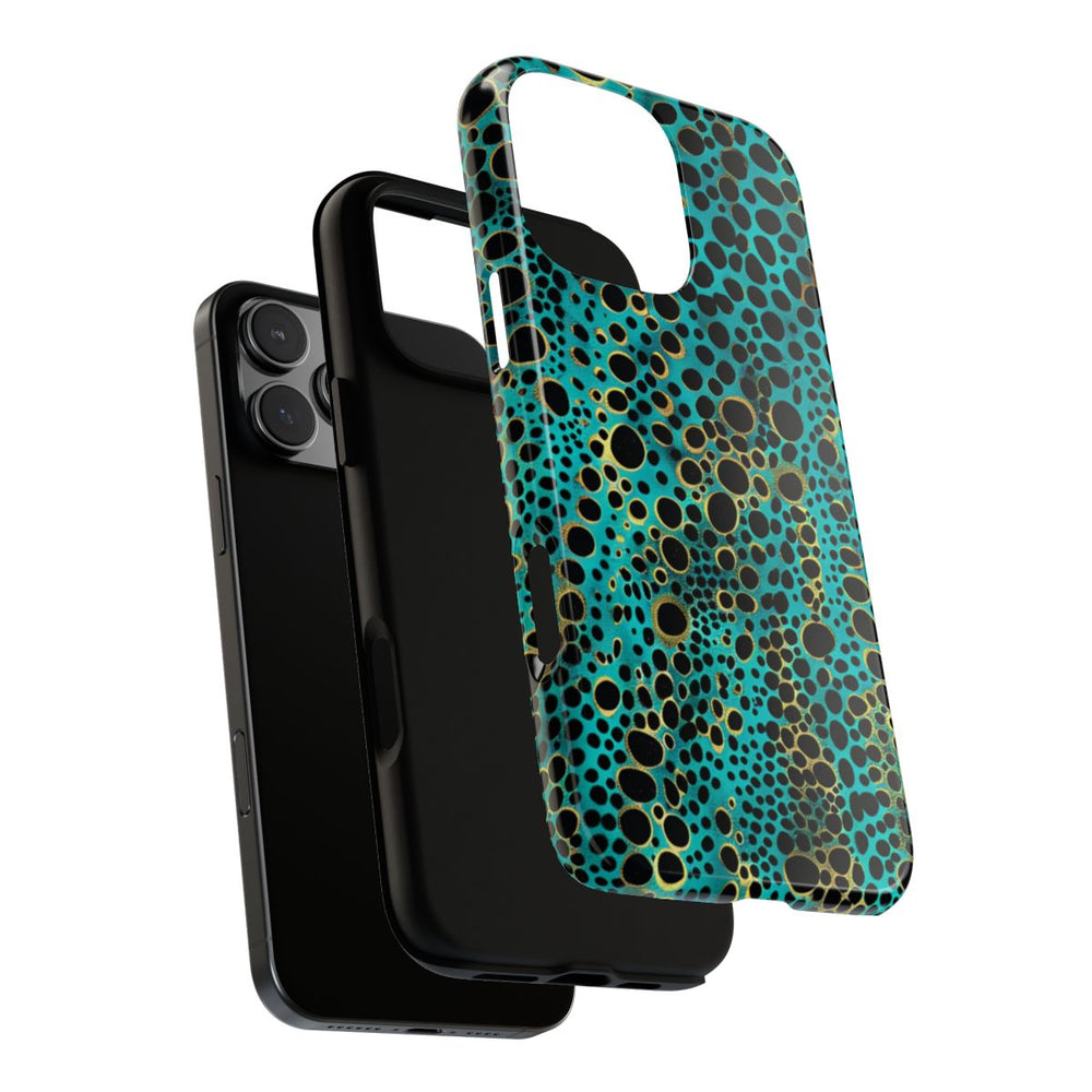 Turquoise en Zwart Abstract Stippenpatroon