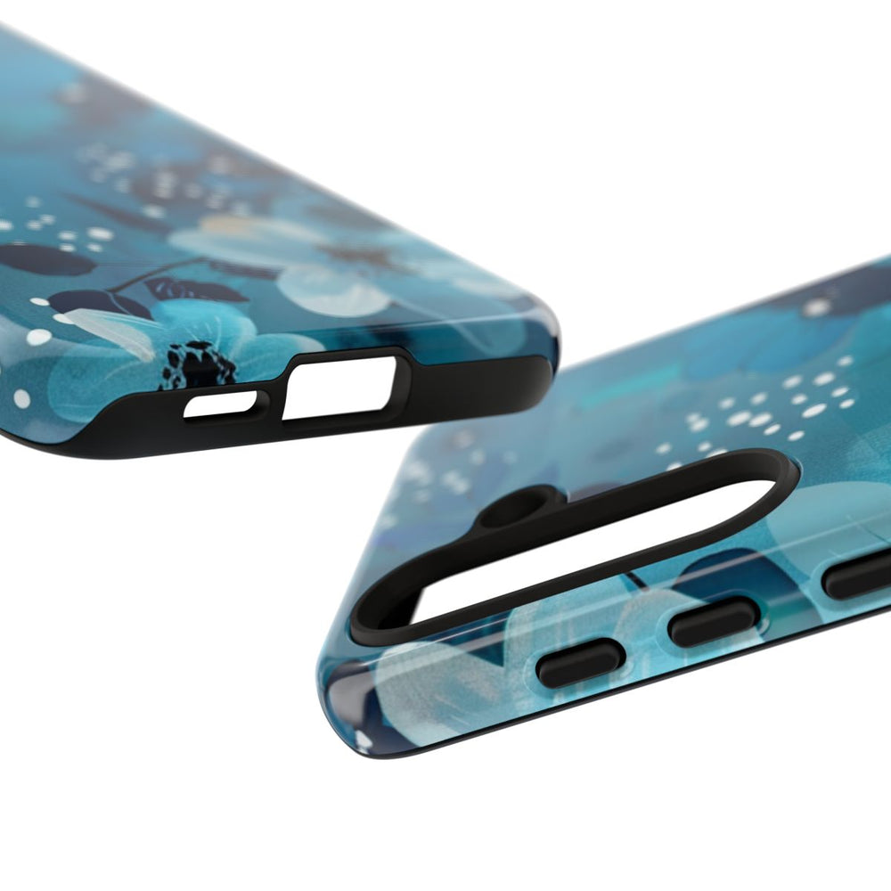Turquoise Bloemenpatroon met Stippen