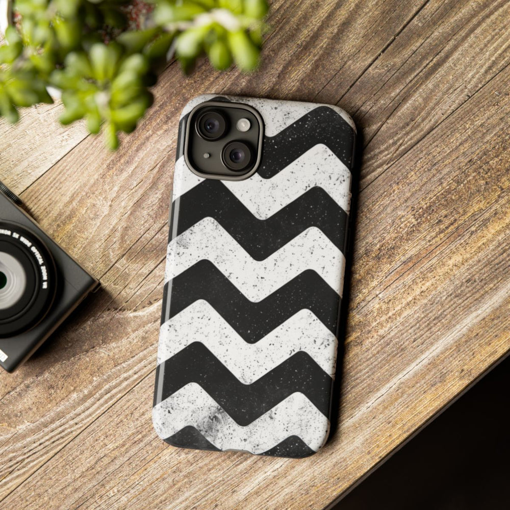 Zwart-Wit Zigzagpatroon met Vintage Effect