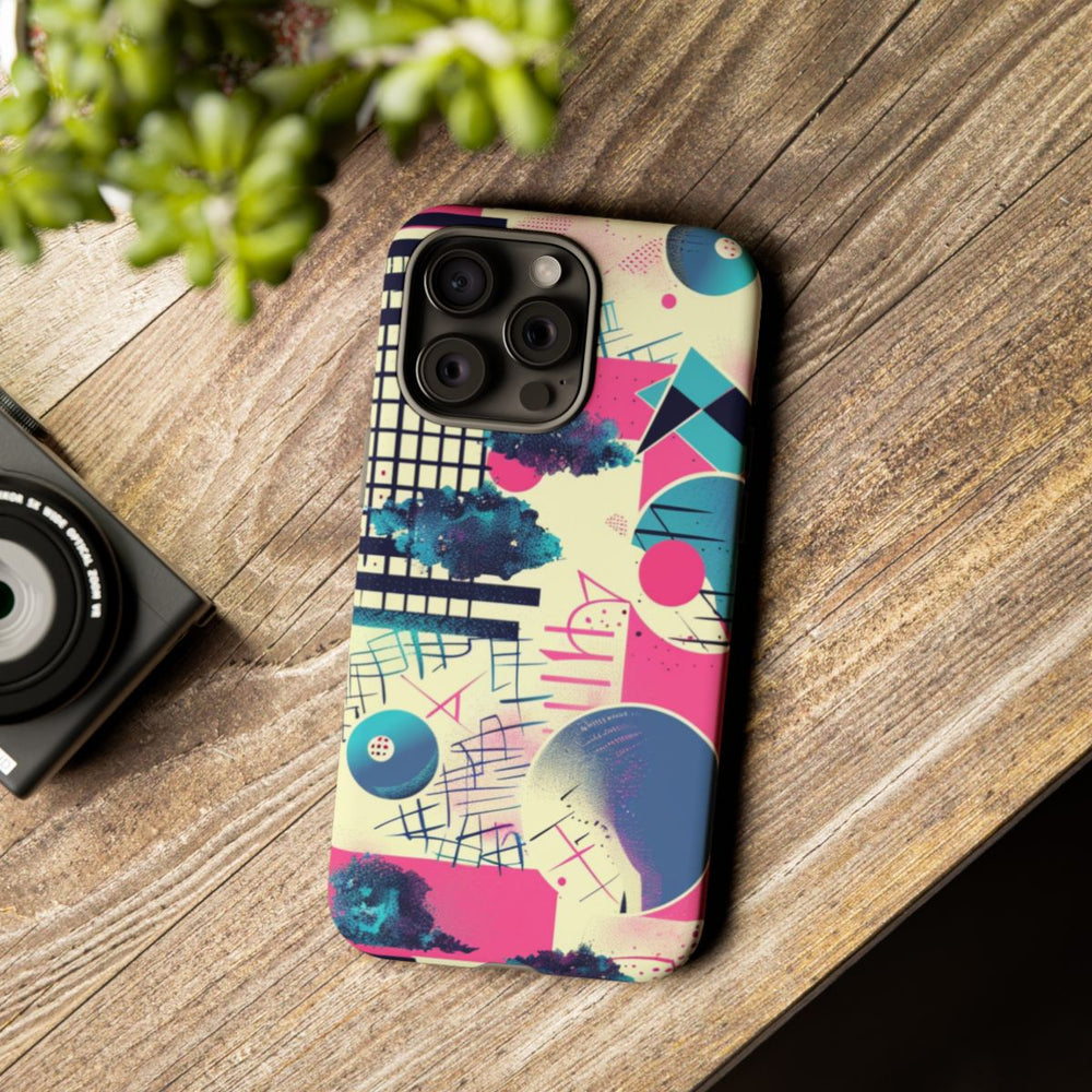 Abstract Geometrisch Patroon in Roze en Blauw