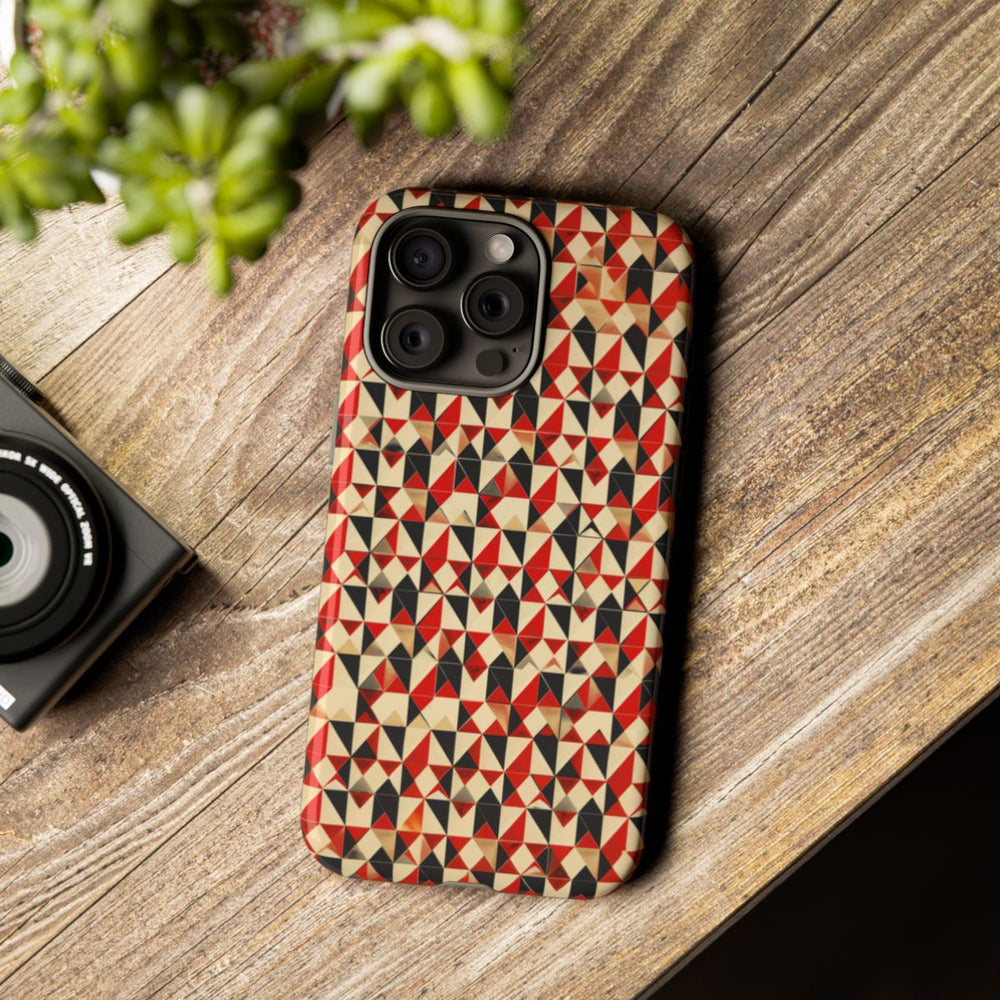 Geometrisch Abstract Patroon in Rood en Zwart