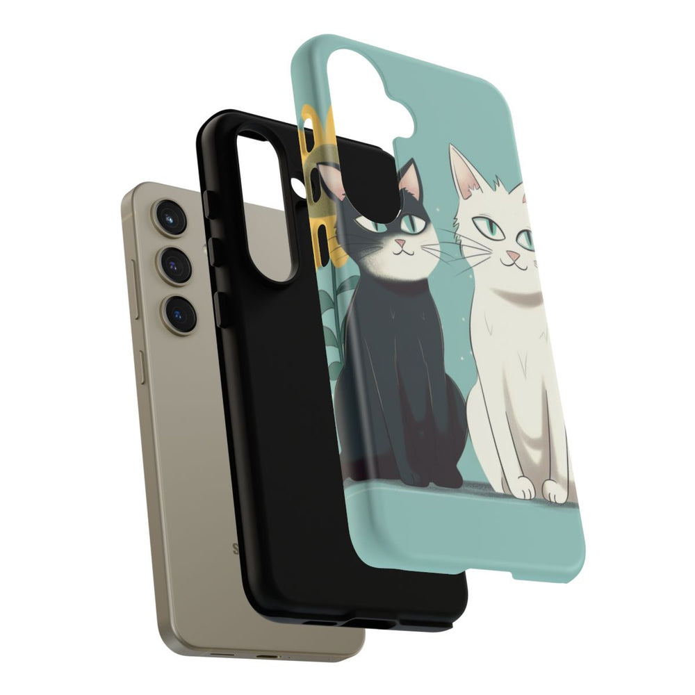 Twee Cartoonkatten met Zonnebloem