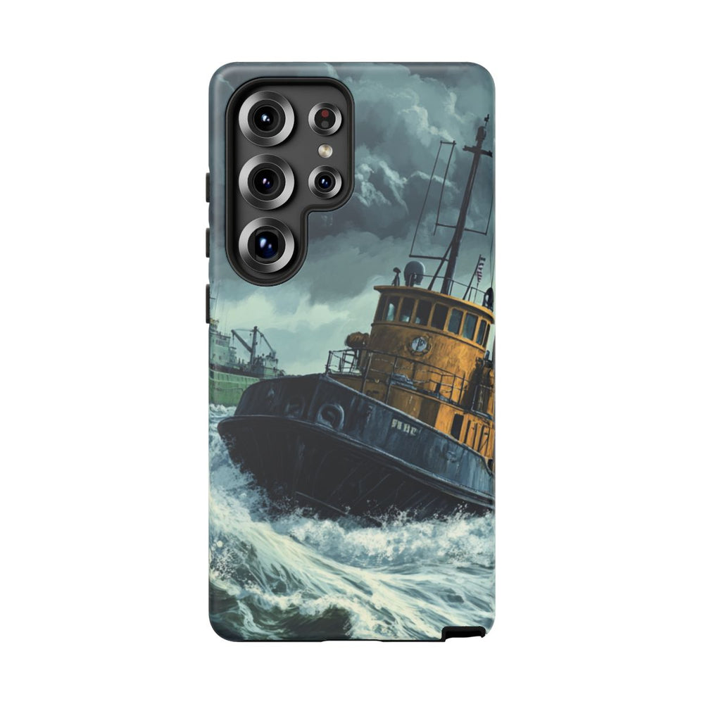 Sleepboot met Vrachtschip in Woeste Zee