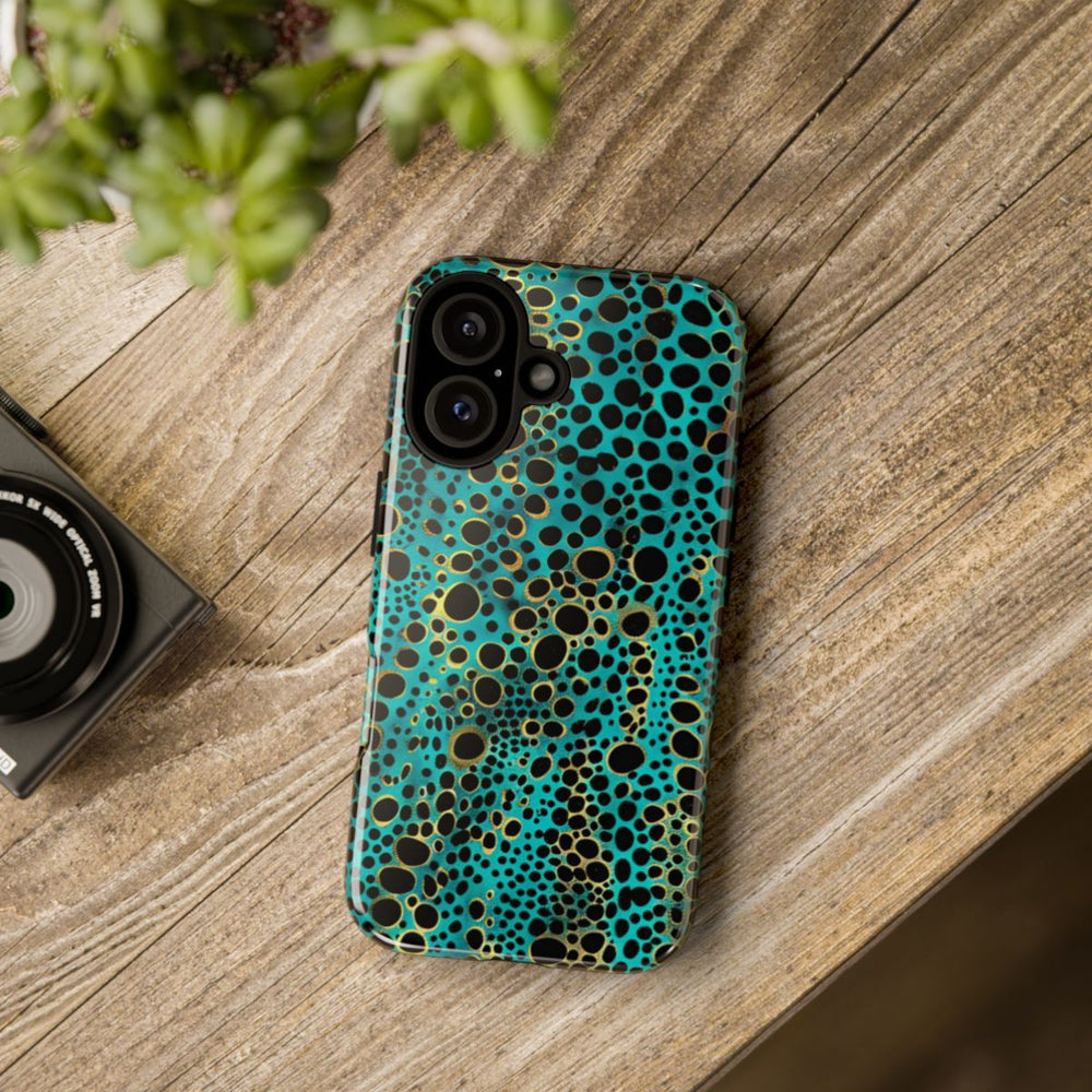 Turquoise en Zwart Abstract Stippenpatroon