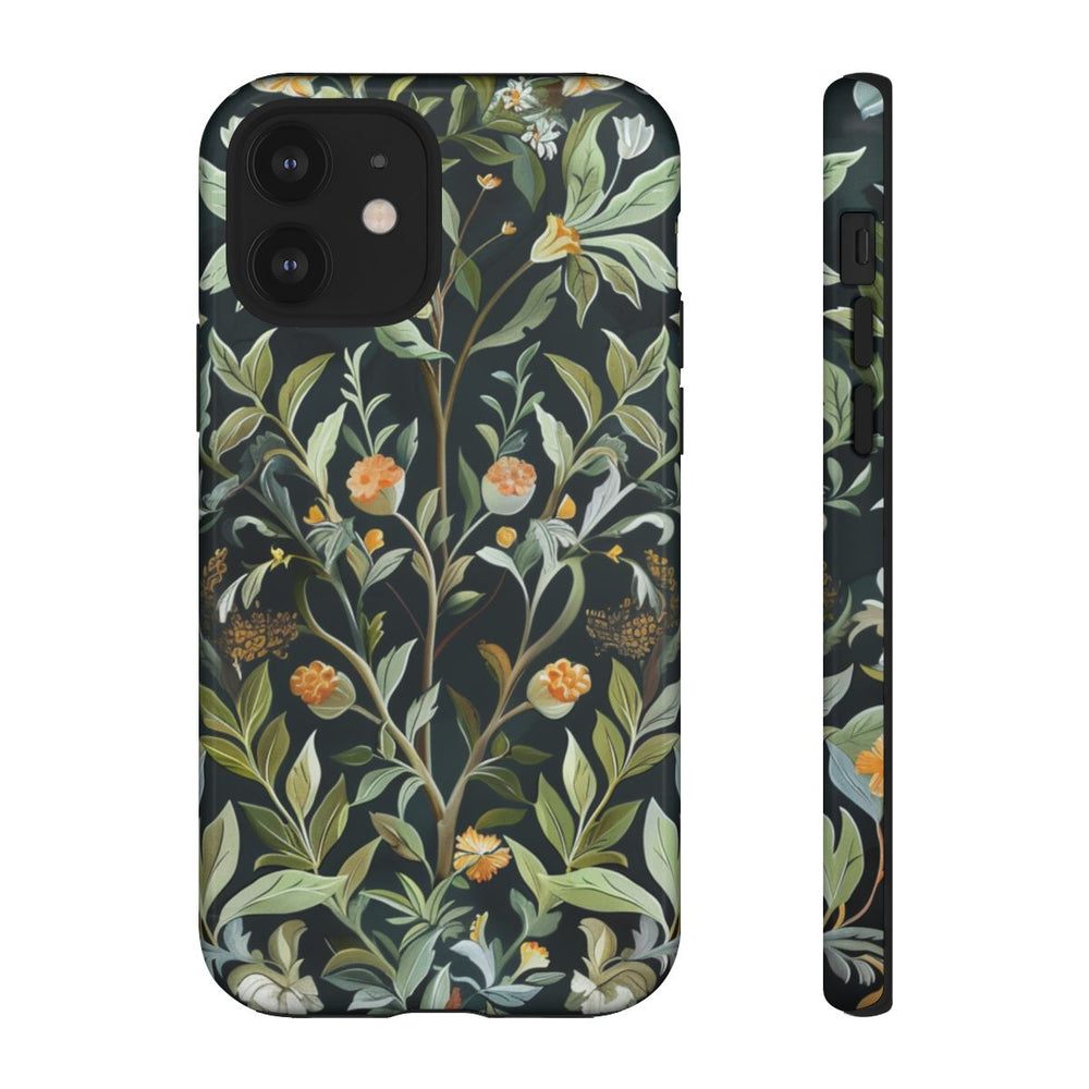 Gedetailleerde Botanische Illustratie met Oranje Bloemen