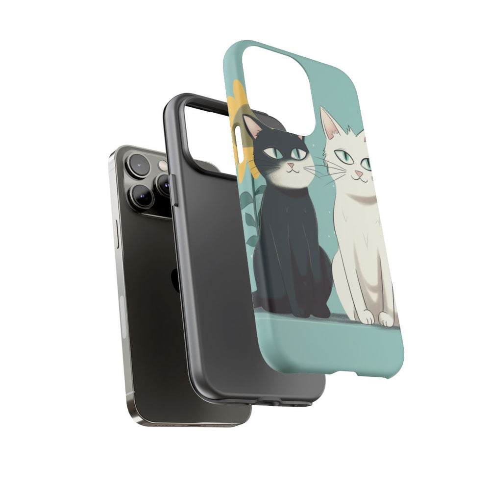 Twee Cartoonkatten met Zonnebloem