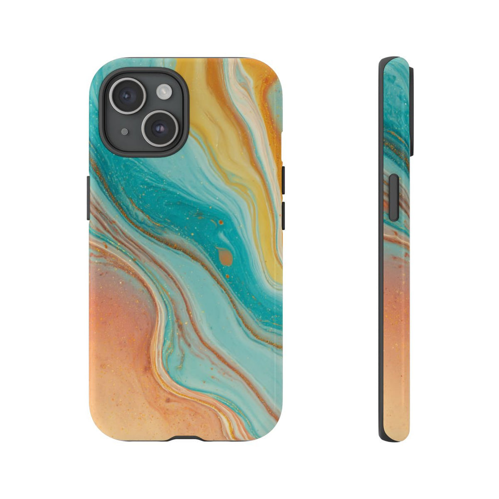 Oranje en Teal Marmer Abstract