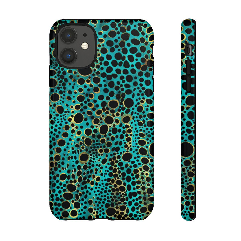 Turquoise en Zwart Abstract Stippenpatroon