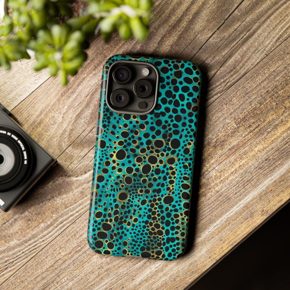 Turquoise en Zwart Abstract Stippenpatroon