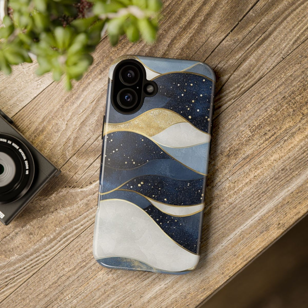 Abstract Blauw-Goud Golvenpatroon