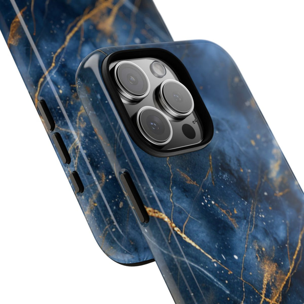 Blauw Marmerpatroon met Gouden Adering