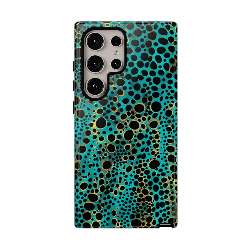 Turquoise en Zwart Abstract Stippenpatroon
