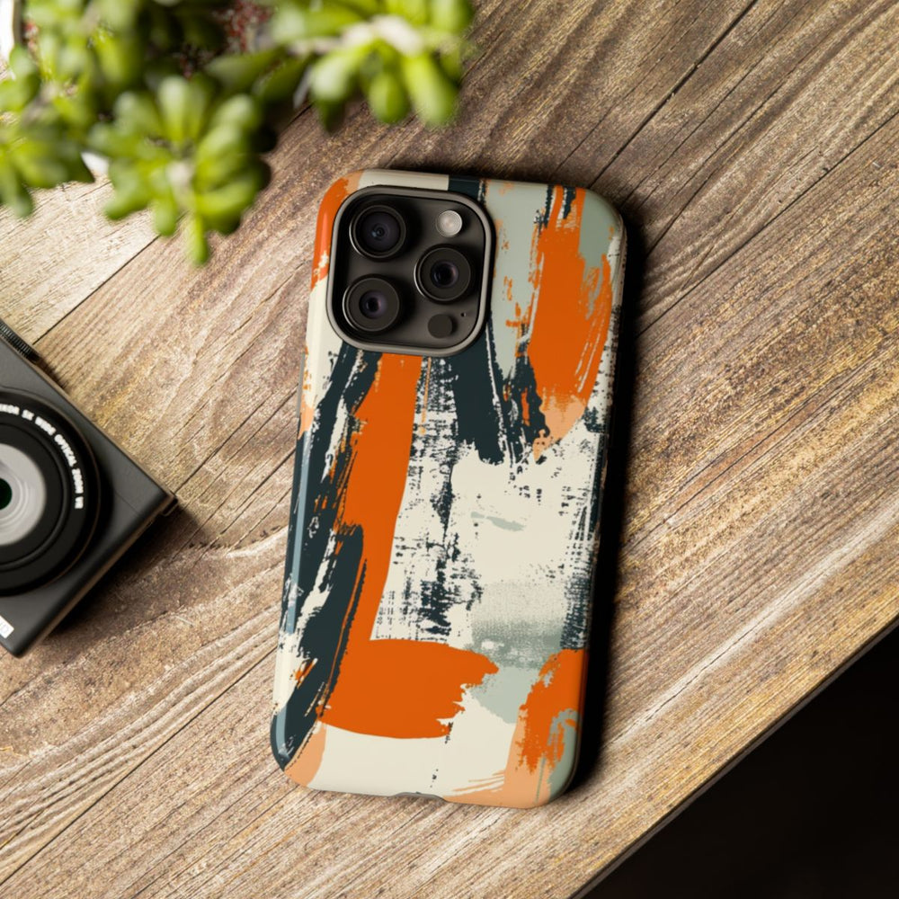 Abstract Oranje-Zwart Penseelstrepenpatroon