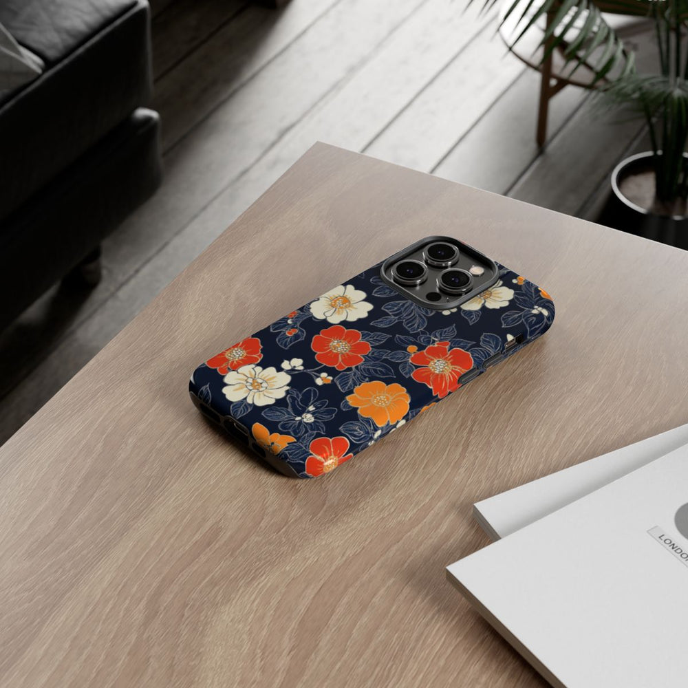 Oranje en Witte Bloemenprint