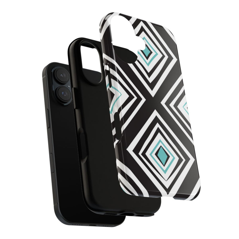 Geometrisch Zwart-Turquoise Diamantpatroon