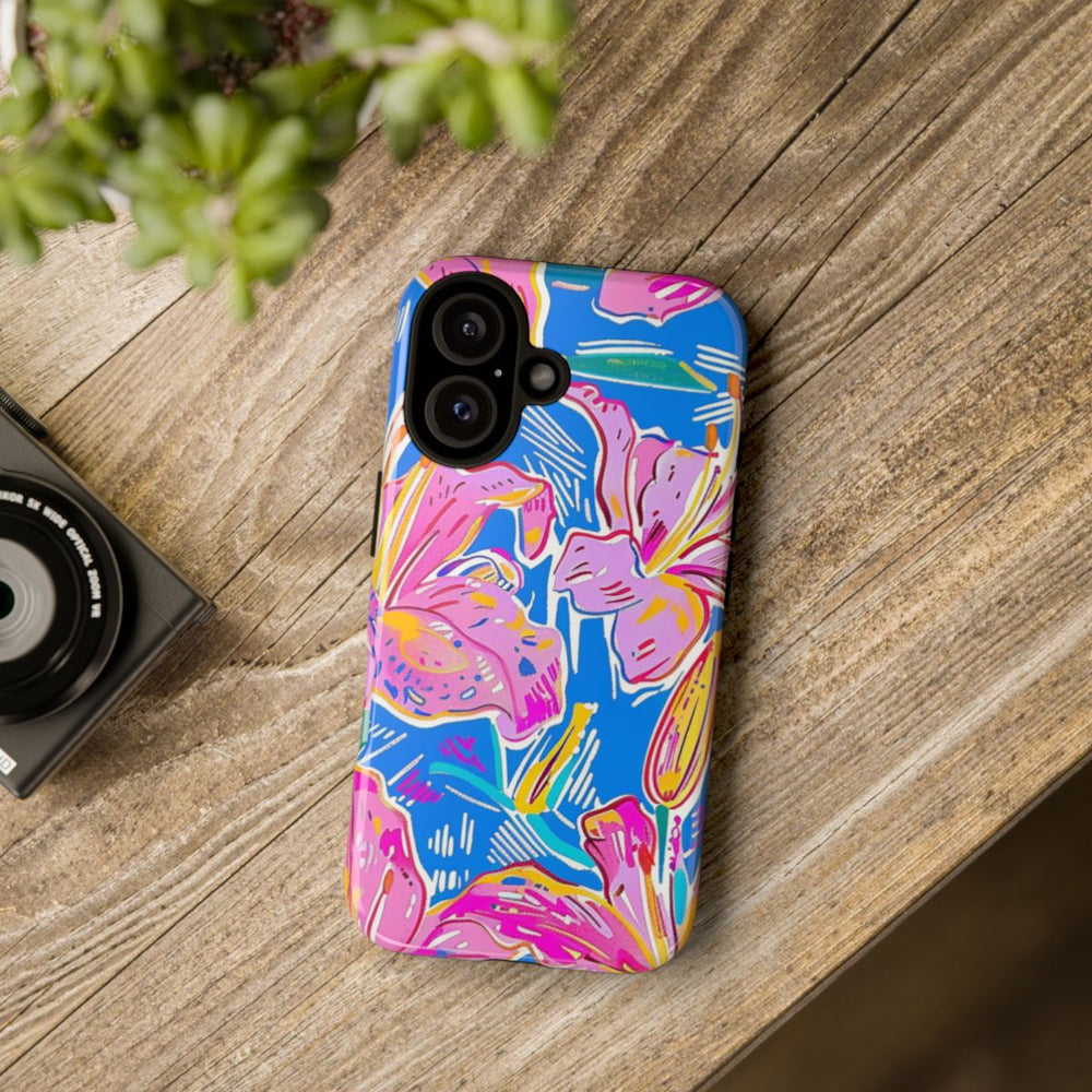 Felroze en Gele Bloemenprint